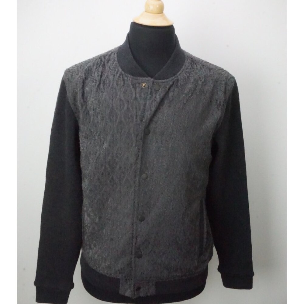John Varvatos Charcoal Baseball Knit Jacket Sz M Brand New 
